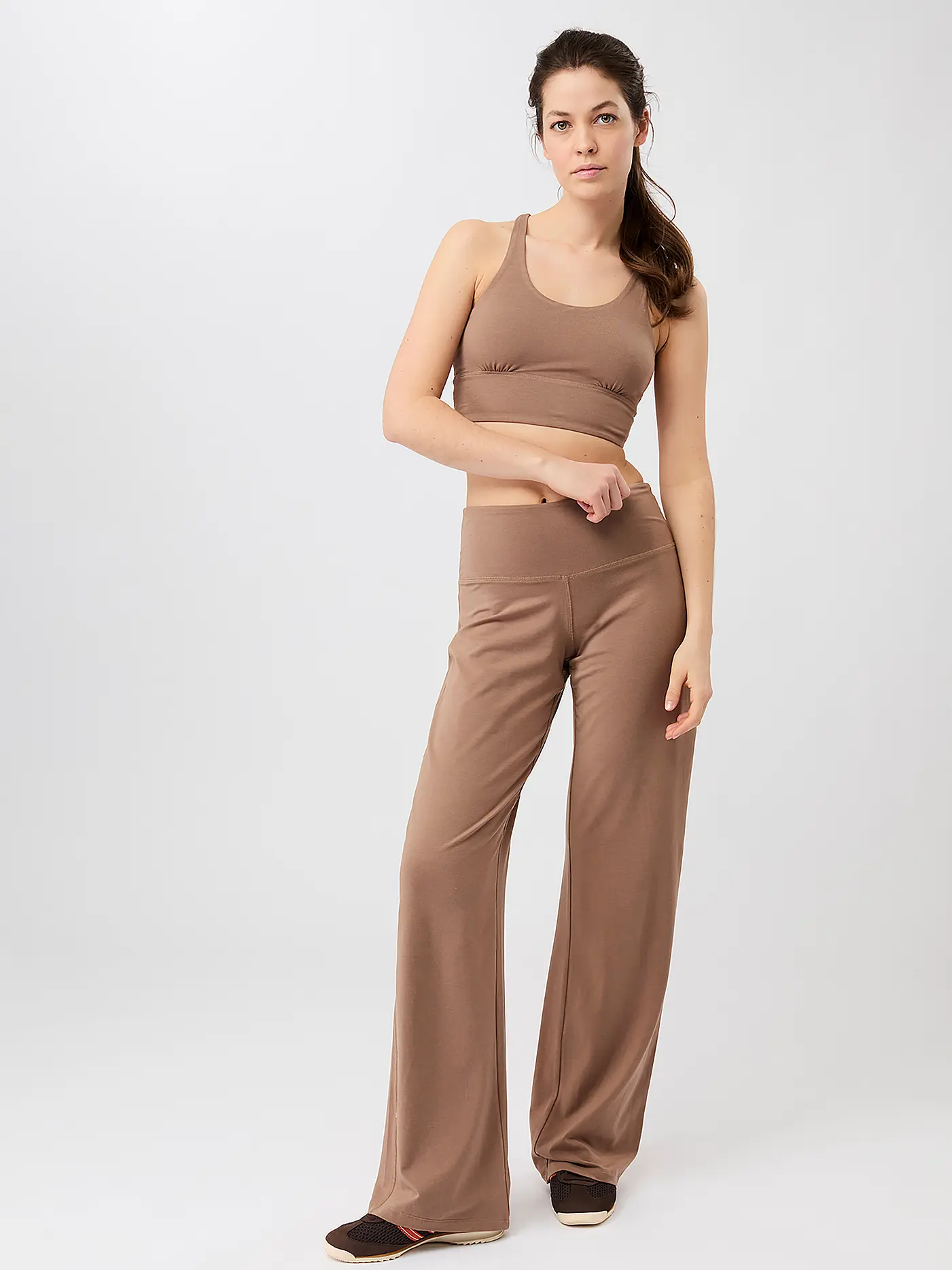 MANDALA | Damen Yogahose Wide Leg | hellbraun